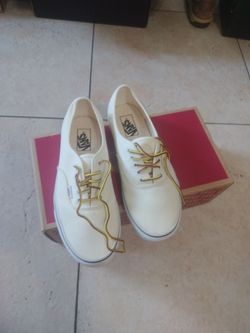 Van's for J Crew Con Vas Auth entic Sneak Ker's Whit size 8/5