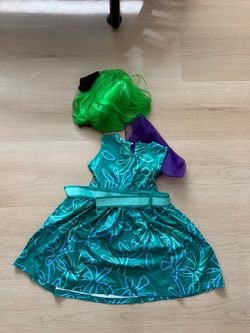 Inside Out Disgust Kids Costume with Green Wig