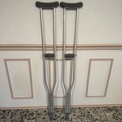 Cardinal Health CA901TL Adult Tall Crutches Push Button Adjustable Aluminum 