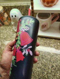 Starbucks Holiday Christmas 2021 Dark Green Poinsettia Metal Tumbler 16oz New
