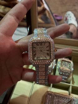 2 tone mossinite Cartier watches 41mm