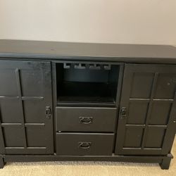 Solid Wood Black Buffet And Wine Rack