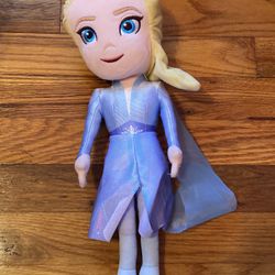 Disney~Elsa Princess Plush Doll 14.5" Frozen Stuffed Purple & Blue Dress 