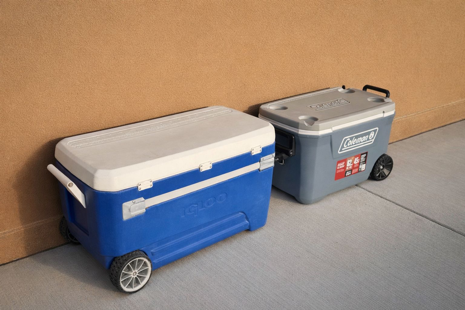 rolling igloo cooler + coleman cooler bundle