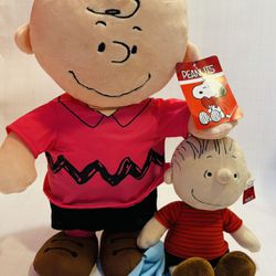 Dan Dee Peanuts Charlie Brown Greeter 22” AND 13” Linus Cedar Fair Plush W Tags