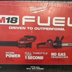 Milwaukee M18 FUEL 16 in. 18V Lithium-Ion Brushless Battery Chainsaw Kit with M18 GEN II FUEL Blower