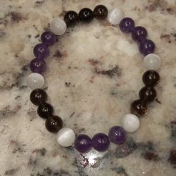 Smokey Quartz/amethyst/selenite Bracelet 