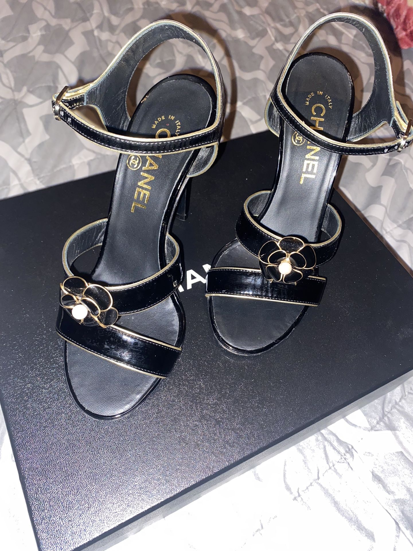 Chanel Black Strap Heels