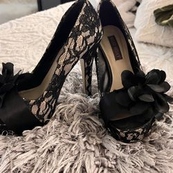 Black Lace High Heels