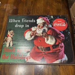 Vintage Style Christmas Coca-Cola Wood Sign