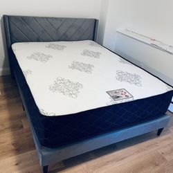 Queen Size Bed Frame-Queen Mattress 12”thick Brand New Delivery All Cities 
