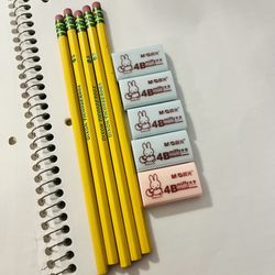 HB pencils and 4B erasers