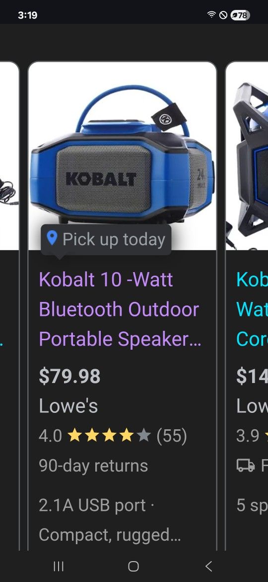 Kobalt Bluetooth Speaker $35
