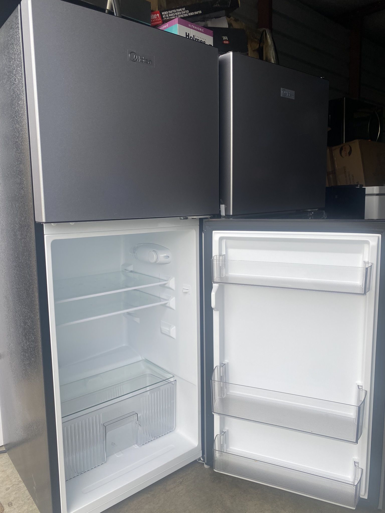 Midea Compact Refrigerator, 2Door, 4.5 cu ft, Black and Silver for