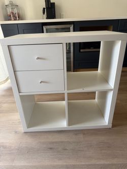 White Cube Storage Shelf with Drawers