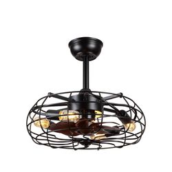 Pick Up Only. Price Already Reduce From Retail $100.   Caged Ceiling Fans with Lights - Black Outdoor Ceiling Fan with Remote and Reversible Fan Blade