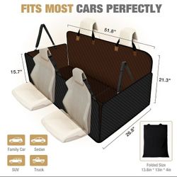 Dog Car Seat Cover for Back Seat,Hard Bottom Dog Hammock for Car,Camping Air Mattress (Bronze)
