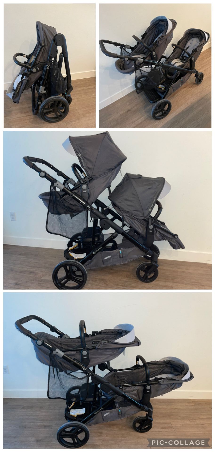 Double Stroller with Second Seat + Car Seat Adapter