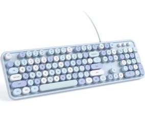 Brandnew Wired Computer Keyboard - Green Colorful Retro Full Size Round Keycaps Plug and Play Typewriter Cute Keyboards for Windows, Laptop, PC, Deskt