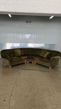 Premium Green Suede Custom Sectional Couch (Delivery Available)