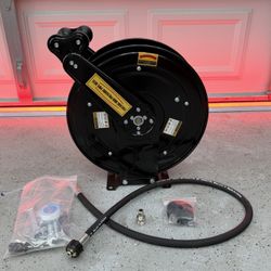 Brand New High Pressure Washer Hose Reel for Water/Air/Oil, 3/8" X 50 FT Steel Dual Arm Auto-Retractable Power Wash Hose Reel, Heavy Duty Hose SKU288
