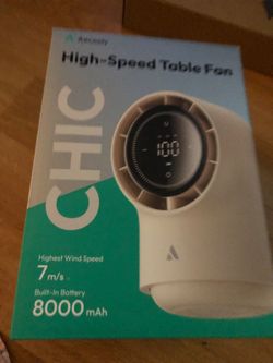 Touch Control Desk Fan, 100 Speeds Quiet Bedroom Digital Display 8000mAh 3 Oscillation Angles Battery Powered Small Desktop Table Fan for Bedroom, Bed