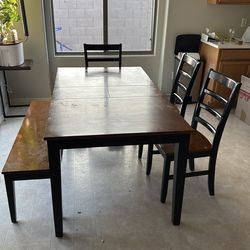 Table bench and three chairs free with pick up