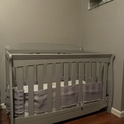 Grey Wooden Crib 