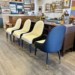 Dining Chairs / Set of 4 / NEW Black & Cream Modern Chairs