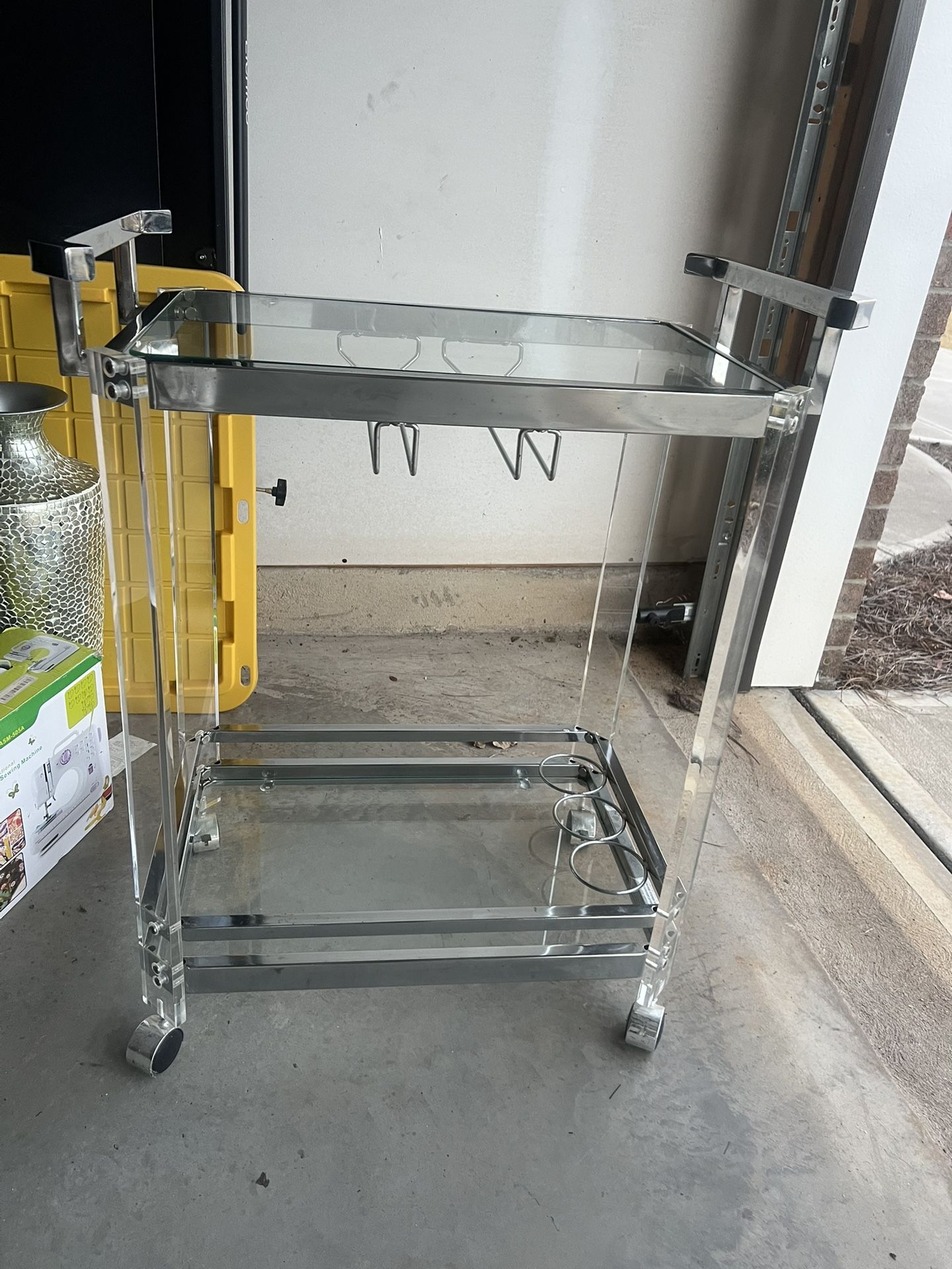 Bar Cart Clear And Metal 