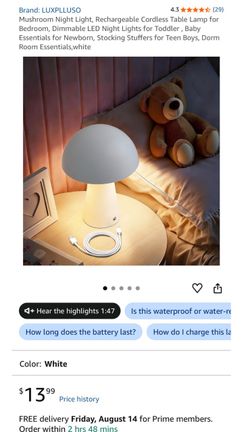 Mushroom lamp/nightlight