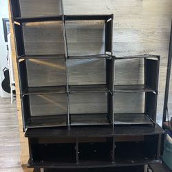 Black 3-Compartment Storage Cabinet