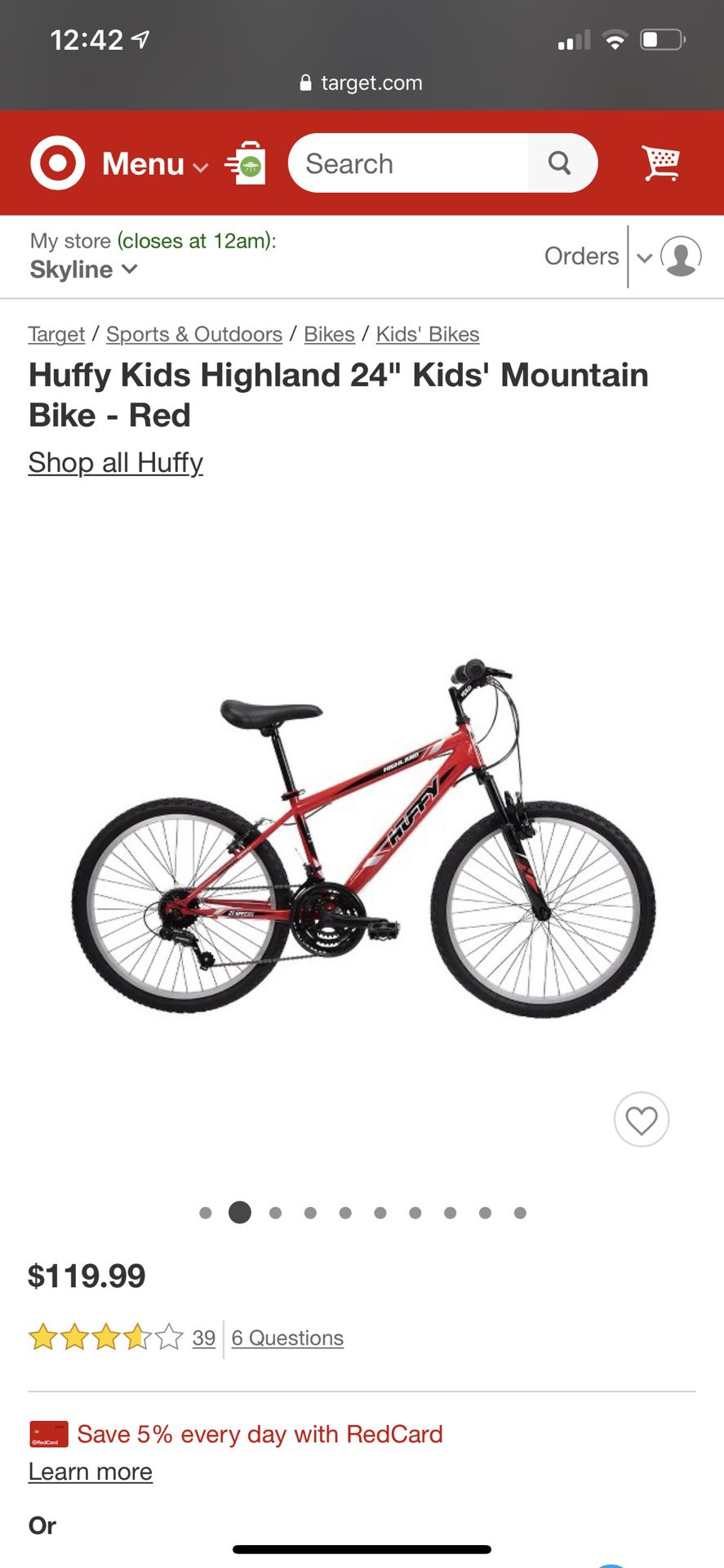 Huffy Kids Highland 24" Kids' Mountain Bike - Red $80 or best offer