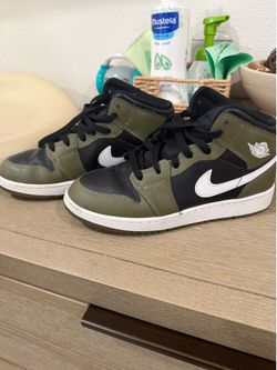 Air Jordan 1 Mid Olive Green Black Sneakers