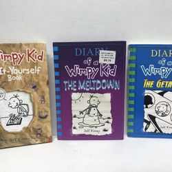 Wimpy kids books, 2 hardcover and one softcover books, like new