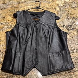 Street & Steel Athena Womens Black Leather Vest