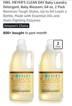 MRS. MEYER'S CLEAN DAY Baby Laundry
Detergent, Baby Blossom, 64 oz, 2 Pack
Removes Tough Stains, Up to 64 Loads a
Bottle, Made with Essential Oils and