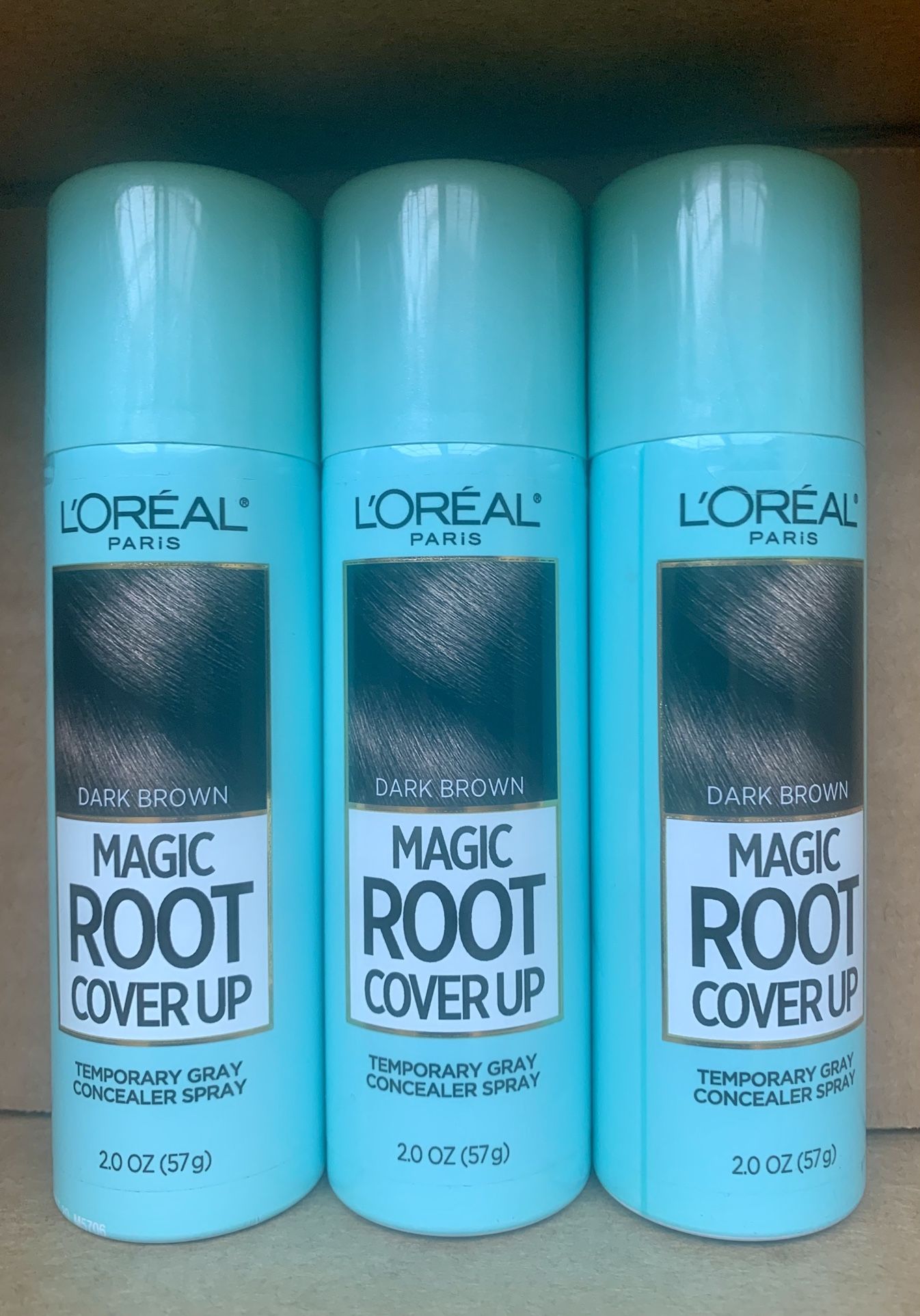 3 L’Oréal Paris Magic Root Cover Up Temporary Gray Concealer Hair Spray Dark Brown New Sealed