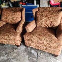 2 WING BACK CHAIRS GOOD CONDITION 
