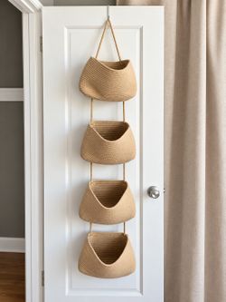 Hanging woven basket set — four baskets