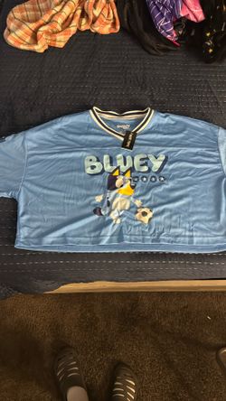 a juniors' size XL  blue graphic T-shirt featuring the character Bluey.  BRAND NEW