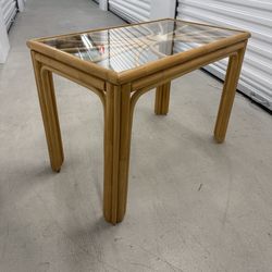 Vintage Rattan Rectangular End Table (30 x 17)
