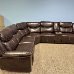 Leather POWER Reclining Sectional