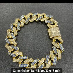 Iced Out Cuban Link Two Toned Unisex Bracelet 