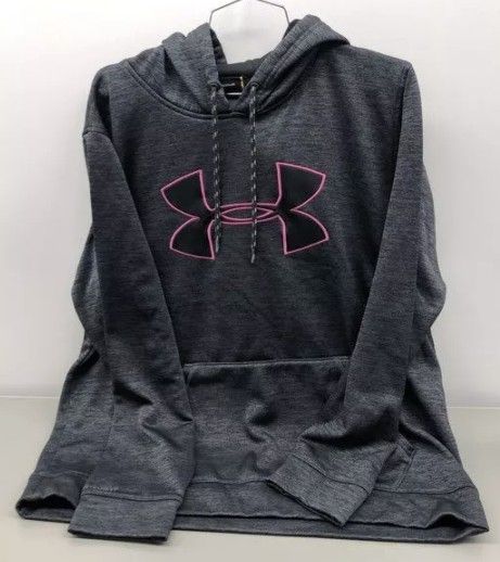 Under Armour Women's Gray/Pink Hoodie Sweatshirt Size L Pre-owned Excellent