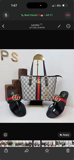 Luxury GG Stripe Tote Bag & Matching Sandals Set