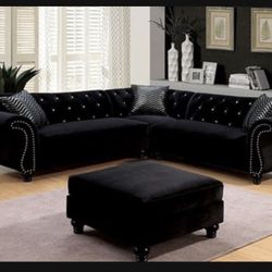 Brand New Elegant Nailhead Design Sectional Set (Ottoman Sold Separate)