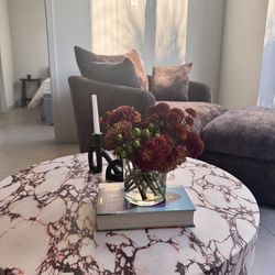 Round Faux Marble Coffee Table