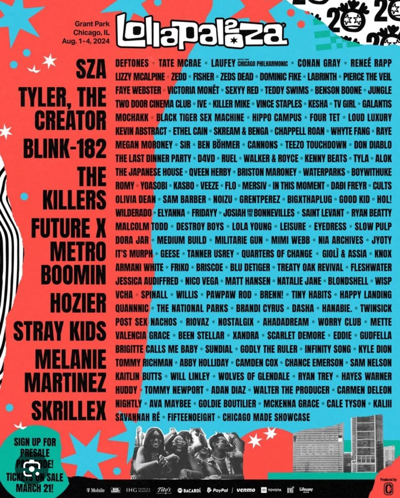 Lollapalooza 2024 Chicago Downtown Hotel Across Grant Park - $200