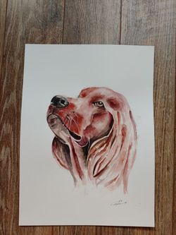 Wall decor,watercolor dog , spaniel,original 11x15"unframed
